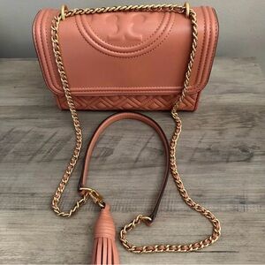 Tory Burch Peach Crossbody Bag with Gold Chain
